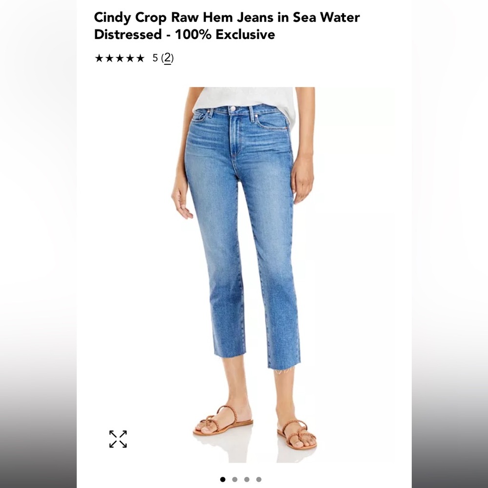 Paige Cindy crop cropped Women's Blue Jeans sea water raw hem 27